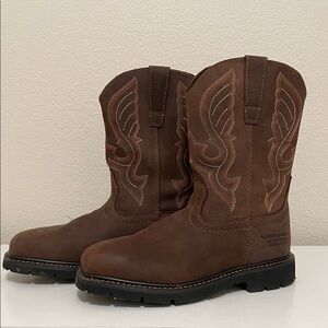 Cody James Brown Men's Western Work Boots with Embroidered Shaft. Steel toe.